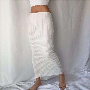SNDYS Cream Rib Knit Maxi Skirt